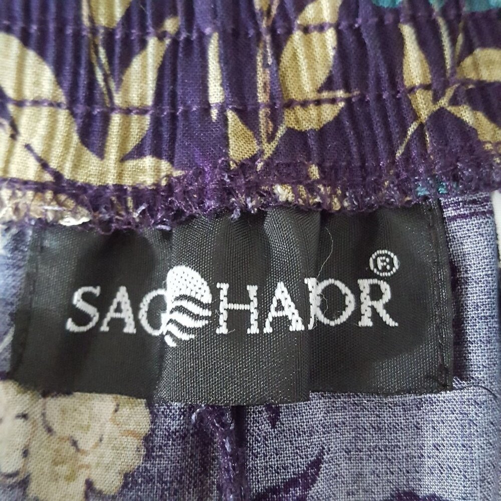 Sag Harbor Vintage 90s Skirt Top Dress Small Purple Floral Elastic Midi Rayon - Picture 9 of 9